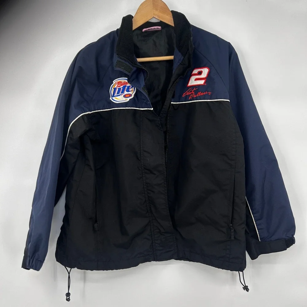 Nascar Rusty‎ Wallace Number 2 Miller Lite Racing Jacket Embroidered Mens Size S